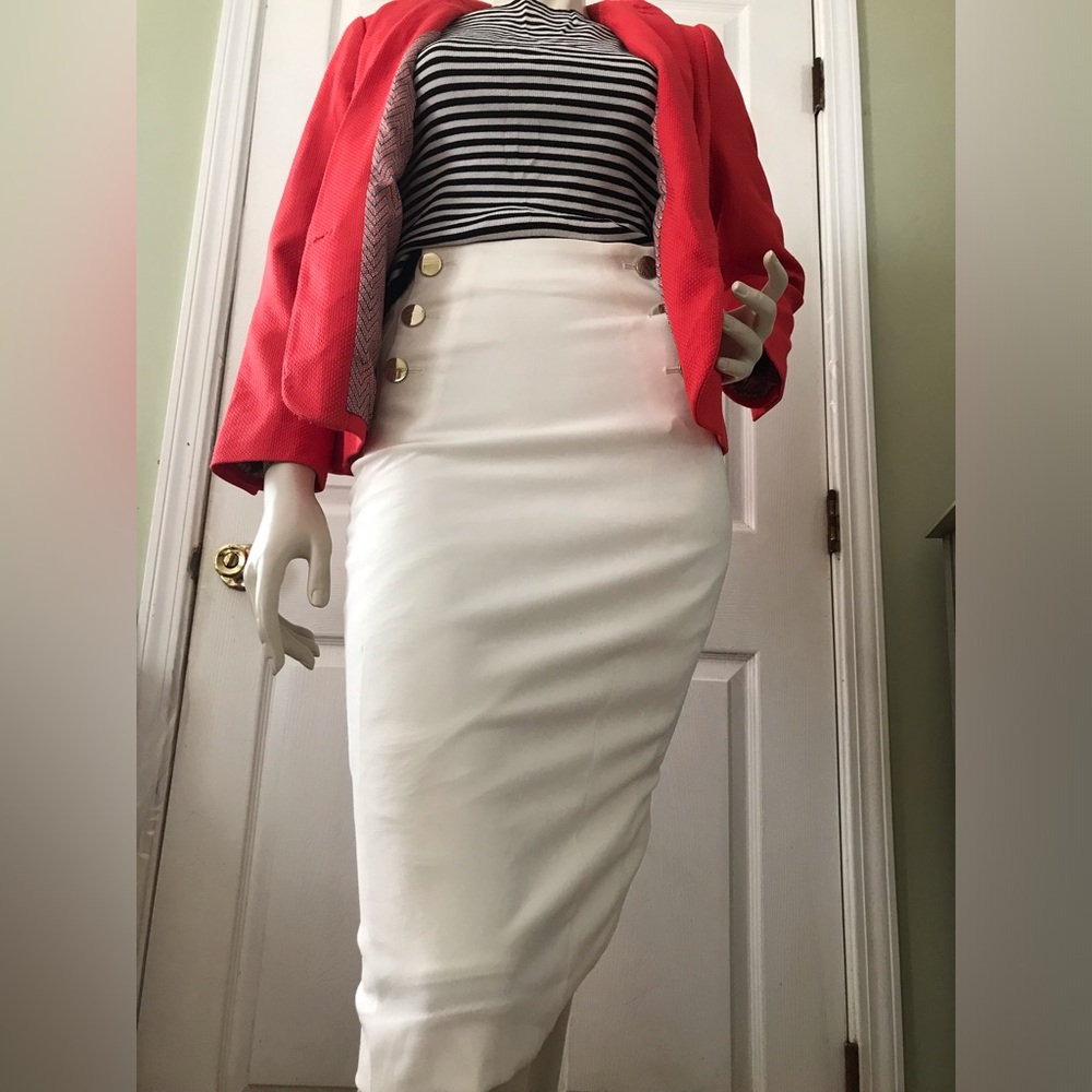 2 pieces outfit Sailor pencil skirt and summer coral blazer